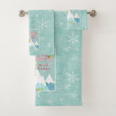 prettige feestdagen sneeuwsneeuwvlokken rendierkun bad handdoek (Insitu)