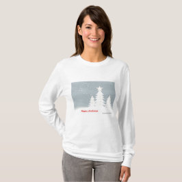 Prettige feestdagen Sneeuwval en dennenbomen - " T-shirt