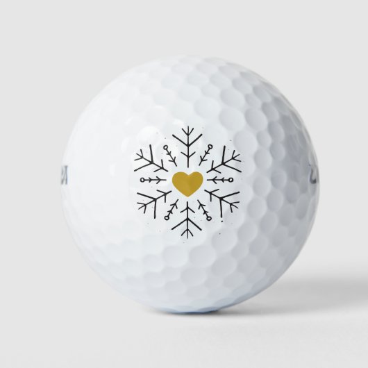 Prettige feestdagen Sneeuwvlok Hart Winter Kunst O Golfballen