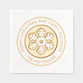 Prettige feestdagen Sneeuwvlok Vrolijk Kerstfeest Folie Servetten (Voorkant)