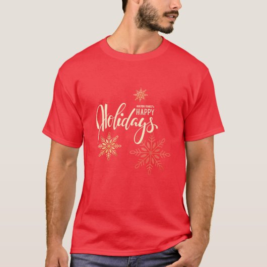 prettige feestdagen sneeuwvlokken voor kerstgoud r t-shirt (Voorkant)