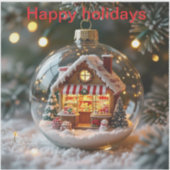 Prettige feestdagen · snoep opslaan in een wereldb sticker (Voorkant)