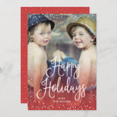 prettige feestdagen Snow RED-foto Feestdagenkaart (Voorkant / Achterkant)