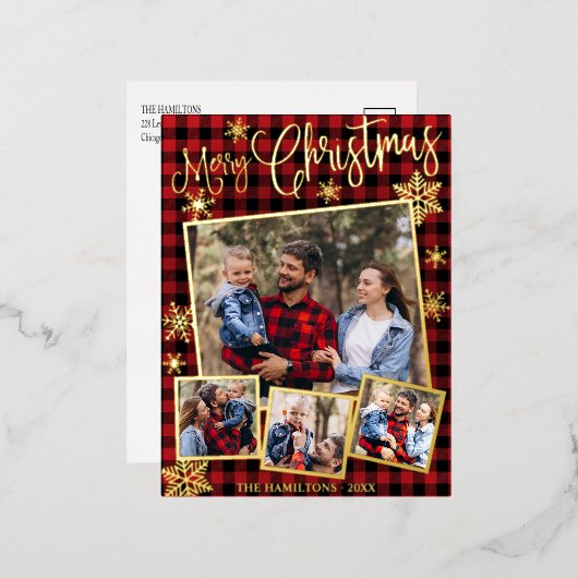 prettige feestdagen Snowflake 4 Foto's Collage (Voorkant / Achterkant)