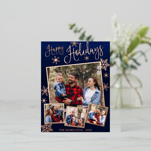 prettige feestdagen Snowflake 4 Foto's Collage Fam (Staand Voorkant)