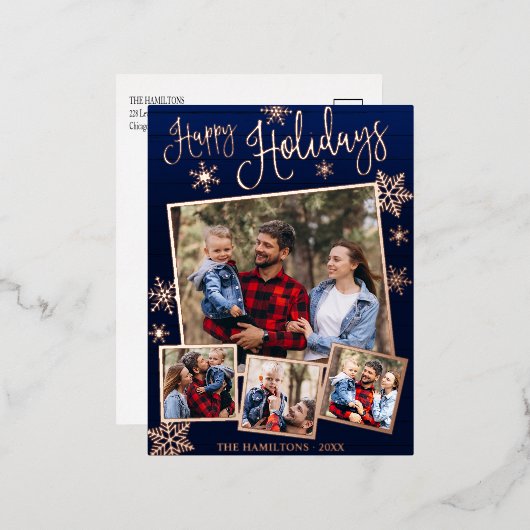 prettige feestdagen Snowflake 4 Foto's Collage Fam (Voorkant / Achterkant)