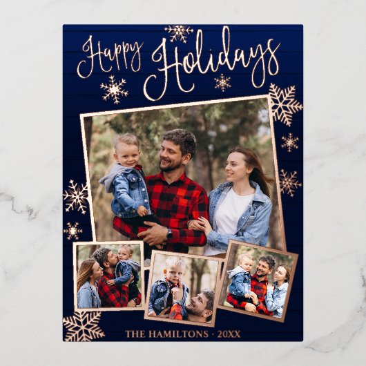 prettige feestdagen Snowflake 4 Foto's Collage Fam (Voorkant)