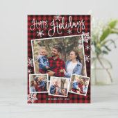 prettige feestdagen Snowflake 4 Foto's Collage Rus Kaart (Staand voorkant)