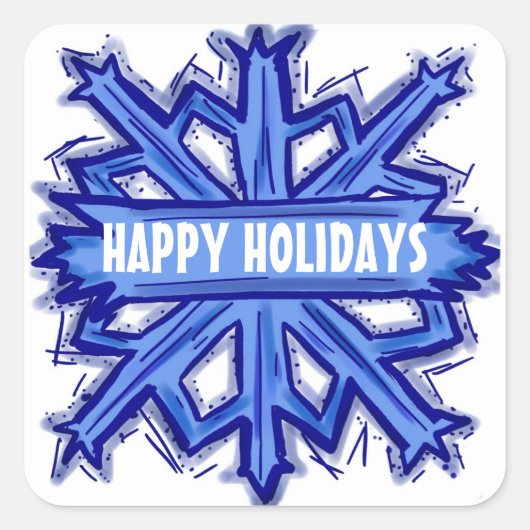 Prettige feestdagen Snowflake aanpasbare stickers (Voorkant)