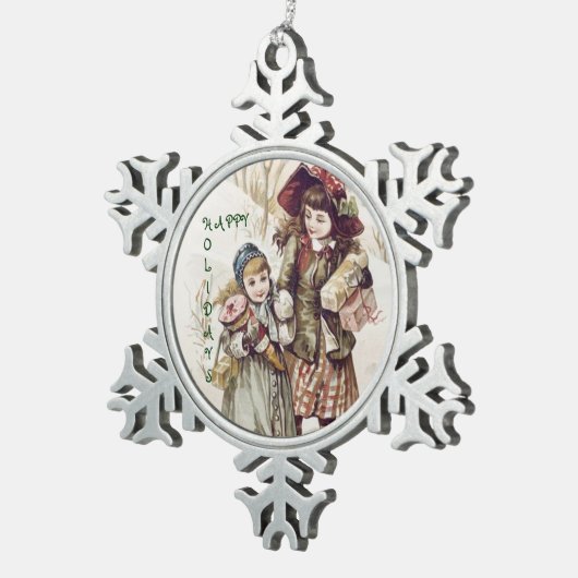  Prettige feestdagen Snowflake Ornament (Rechts)