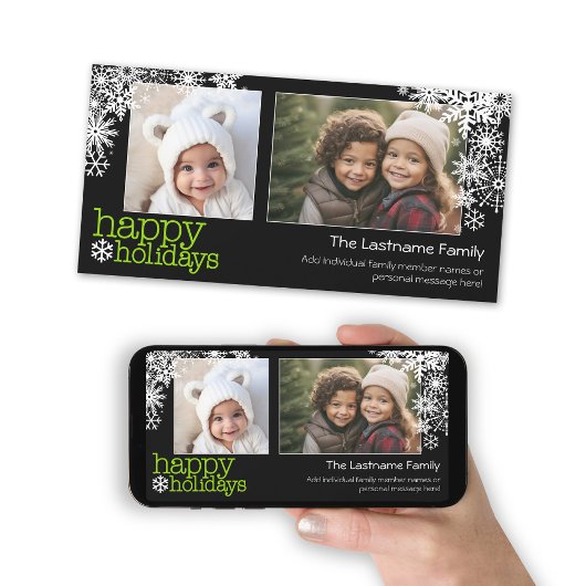 prettige feestdagen Snowflakes - 2 foto's - horizo Feestdagenkaart