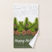 prettige feestdagen Snowflakes en Pinecones Handdoek (Handdoek)