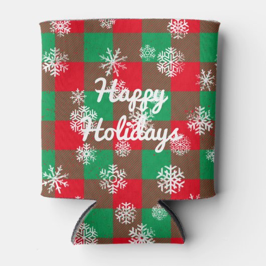 prettige feestdagen Snowflakes kerstbuffel Blikjeskoeler (Voorkant)