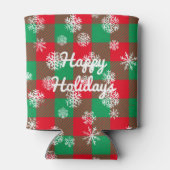 prettige feestdagen Snowflakes kerstbuffel Blikjeskoeler (Achterkant)