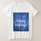 prettige feestdagen Snowflakes op blauw Grote Maat T-shirt (Design voorkant)