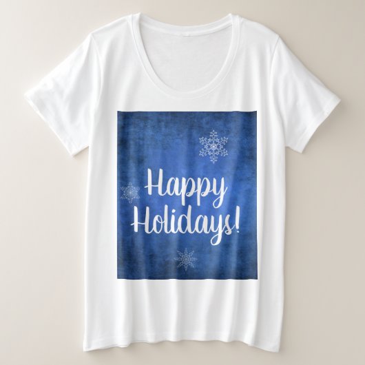prettige feestdagen Snowflakes op blauw Grote Maat T-shirt (Design voorkant)