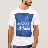 prettige feestdagen Snowflakes op blauw T-shirt (Voorkant)