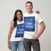 prettige feestdagen Snowflakes op blauw T-shirt (Unisex)