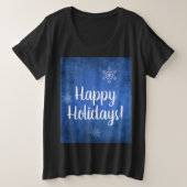 prettige feestdagen Snowflakes op Blue Plus-formaa Grote Maat T-shirt (Design voorkant)
