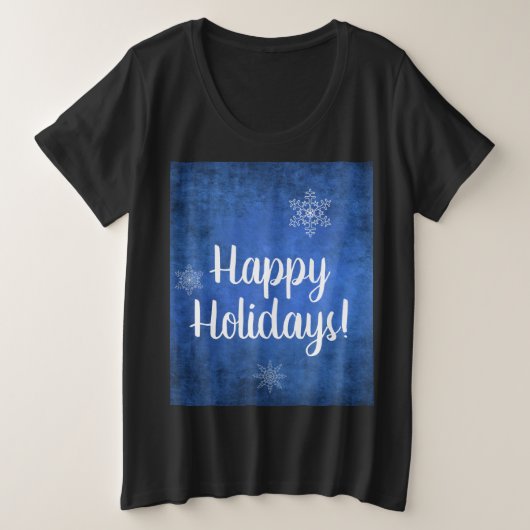 prettige feestdagen Snowflakes op Blue Plus-formaa Grote Maat T-shirt (Design voorkant)