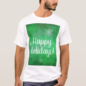 prettige feestdagen Snowflakes op groen T-shirt (Voorkant)