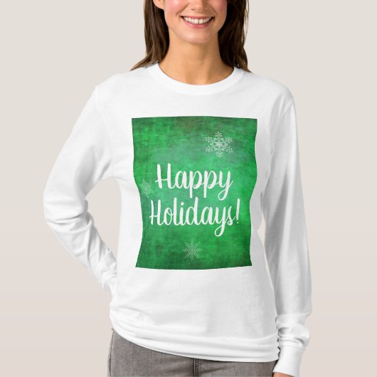 prettige feestdagen Snowflakes op groen T-shirt (Voorkant)