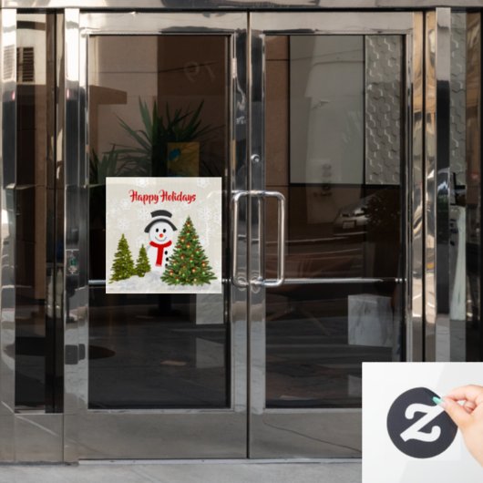 prettige feestdagen Snowman 20x20 Kerstmis Raamsticker (Kantoordeur)