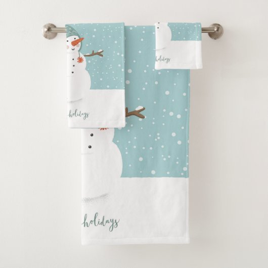 prettige feestdagen Snowman Bad Handdoek (Insitu)