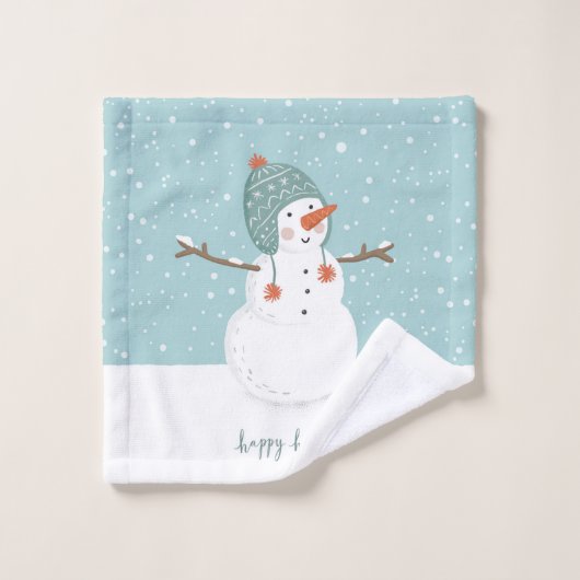prettige feestdagen Snowman Bad Handdoek (Wasdoekje)