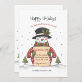 Prettige feestdagen Snowman Bewegende aankondiging (Voorkant / Achterkant)