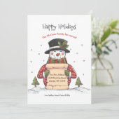 Prettige feestdagen Snowman Bewegende aankondiging (Staand voorkant)