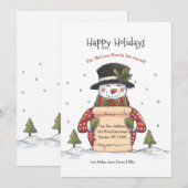 Prettige feestdagen Snowman Bewegende aankondiging (Voorkant / Achterkant)