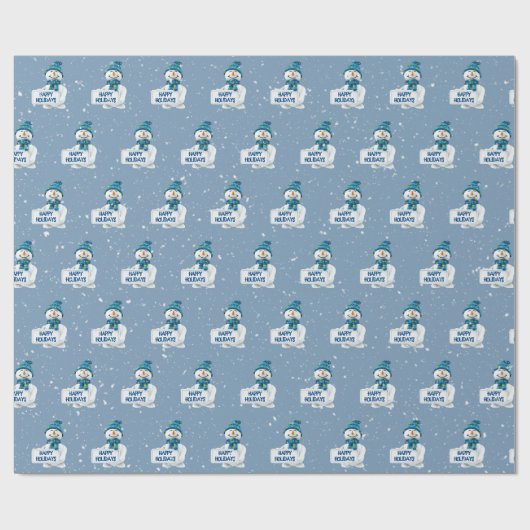 prettige feestdagen Snowman Cadeaupapier (Vlak)