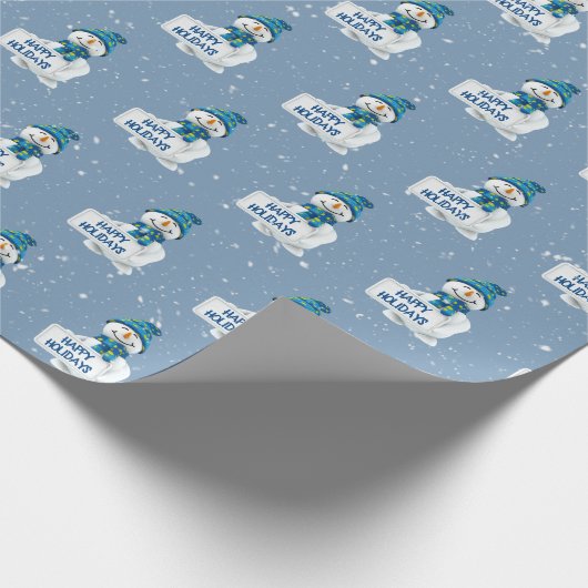 prettige feestdagen Snowman Cadeaupapier (Hoek)