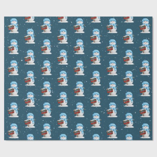 prettige feestdagen Snowman Cadeaupapier (Vlak)