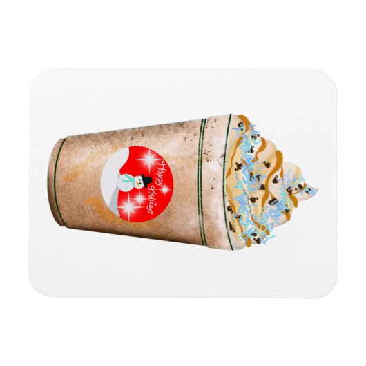 prettige feestdagen Snowman Caramel en Sprinkles L Magneet (Horizontaal)
