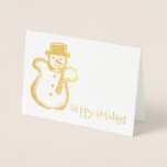 prettige feestdagen Snowman Cookie Kerstmis Hanukk Folie Kaarten<br><div class="desc">Wenskaart heeft een originele illustratie van een sneeuwvormig suikerkoekje met PRETTIGE FEESTDAGEN in een leuk lettertype. Geweldig voor Kerstmis of Hanukkah. Zie je niet wat je zoekt? Hulp nodig bij aanpassingen? Klik op "rebeccaheartsny" (rechterbovenhoek) en "neem contact op met deze ontwerper" om iets te hebben dat alleen voor u is...</div>