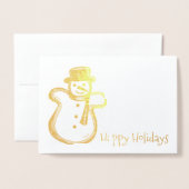 prettige feestdagen Snowman Cookie Kerstmis Hanukk Folie Kaarten (Voorkant met envelop)