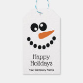 Prettige feestdagen Snowman Corporate gepersonalis Cadeaulabel (Achterkant)