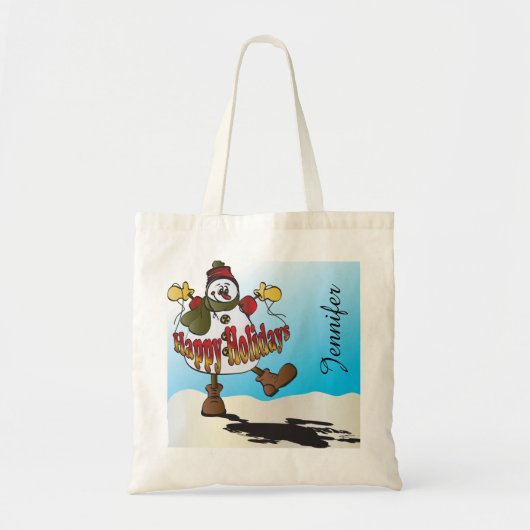 Prettige feestdagen €? Snowman | DIY-naam | Christ Tote Bag (Voorkant)