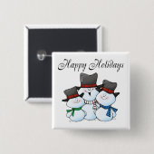 prettige feestdagen (Snowman Familie) Vierkante Button 5,1 Cm (Voorkant /achterkant)