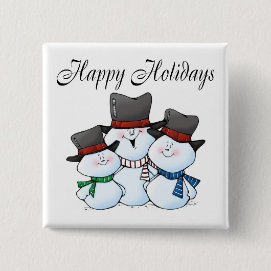 prettige feestdagen (Snowman Familie) Vierkante Button 5,1 Cm (Voorkant)