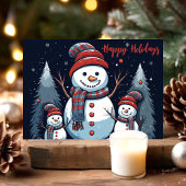 Prettige feestdagen Snowman Family Kaart