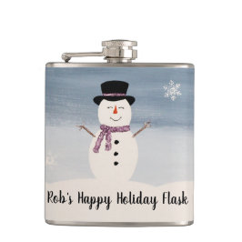 prettige feestdagen Snowman Flask Heupfles