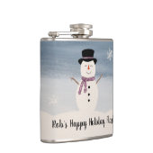 prettige feestdagen Snowman Flask Heupfles (Rechts)