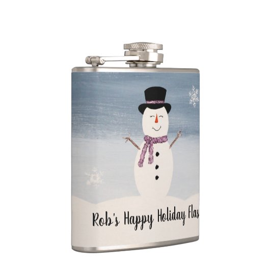 prettige feestdagen Snowman Flask Heupfles (Rechts)