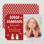 Prettige feestdagen Snowman Fotosjabloon Kerstmis Feestdagenkaart (Voorkant / Achterkant)