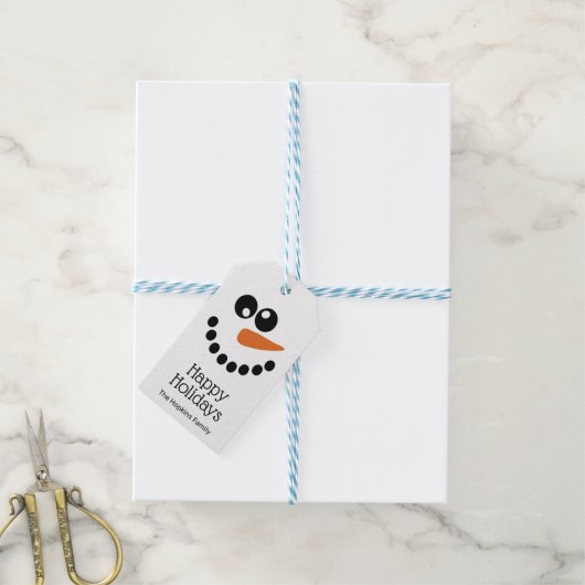 Prettige feestdagen Snowman gepersonaliseerd Cadeaulabel (Met Touw)