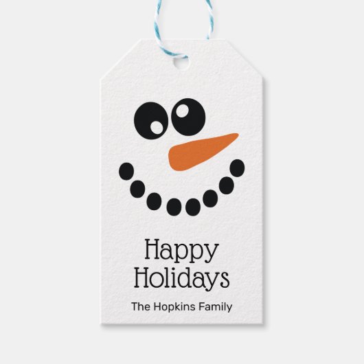 Prettige feestdagen Snowman gepersonaliseerd Cadeaulabel (Voorkant)