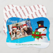 Prettige feestdagen Snowman Je foto Fancy knippen Feestdagenkaart (Voorkant / Achterkant)